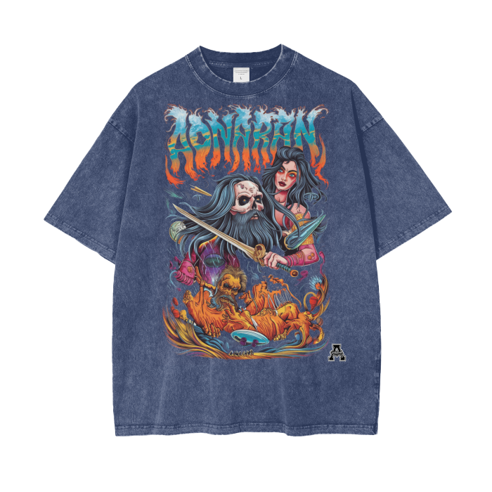 Aonaran Graphic Acid Wash Oversize T-Shirt