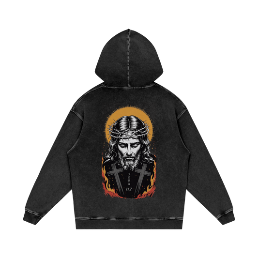 Jesus is King Acid Wash Oversize Hoodie