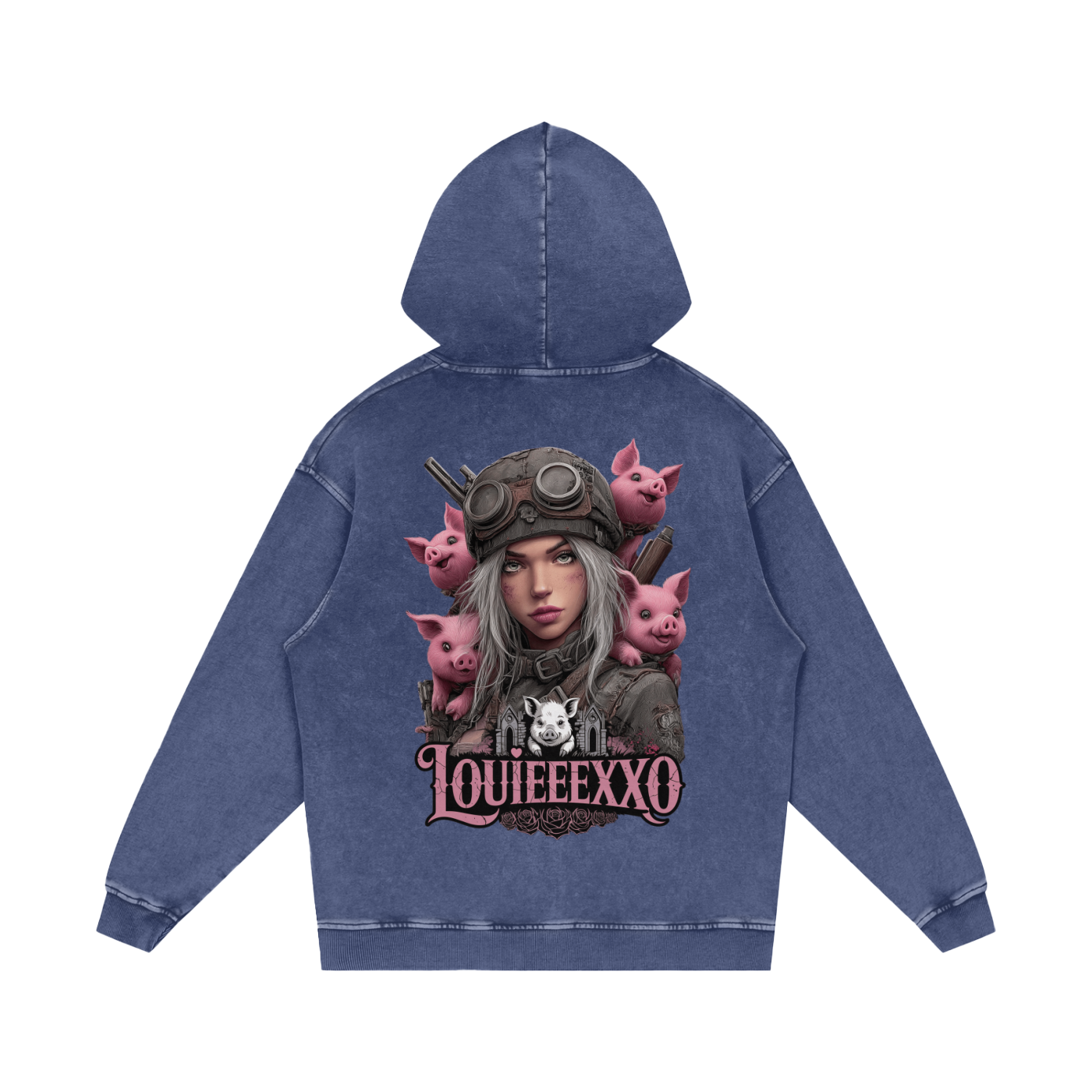 Louieeexxo Snow Washed Loose Cotton Hoodie
