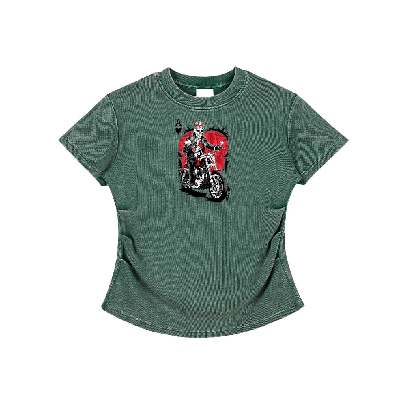 Aonaran Ace Vintaged-Wash Bodycon Cotton T-Shirt